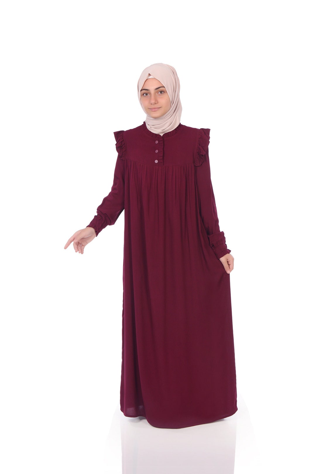 Muslim Girl Dress Kids Abaya Child Hijab Burgundy Muslim Kids - Etsy