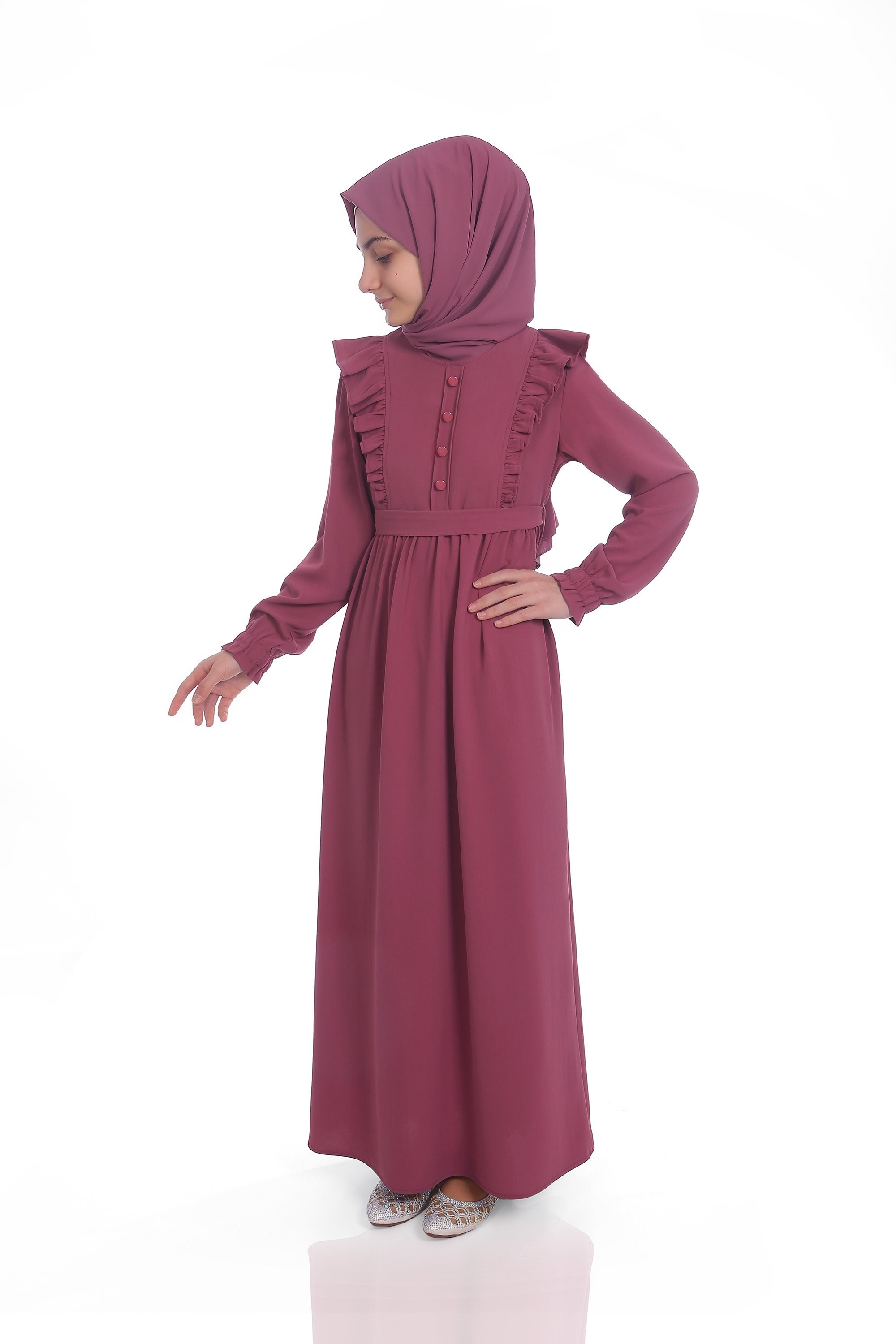 Kids Abaya Muslim Girl Dress Rose Child Hijab Dubai Abaya - Etsy