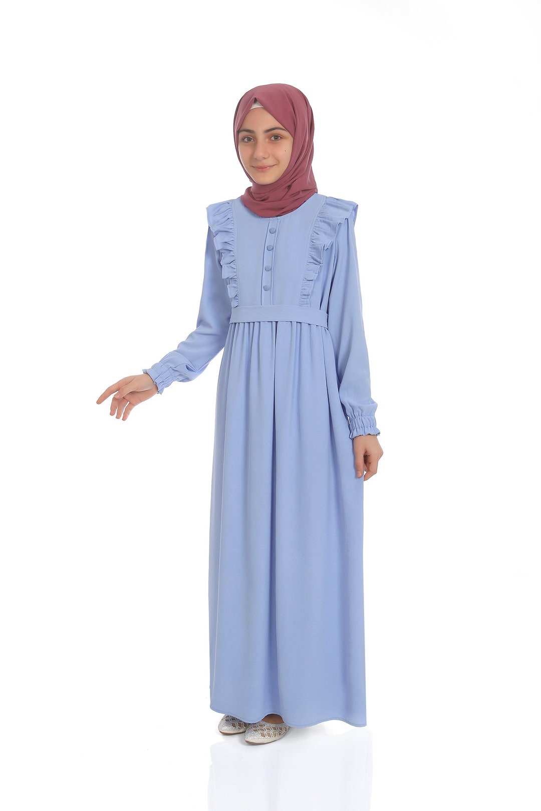 Muslim Girl Dress Kids Abaya Blue Child Hijab Dubai Abaya - Etsy
