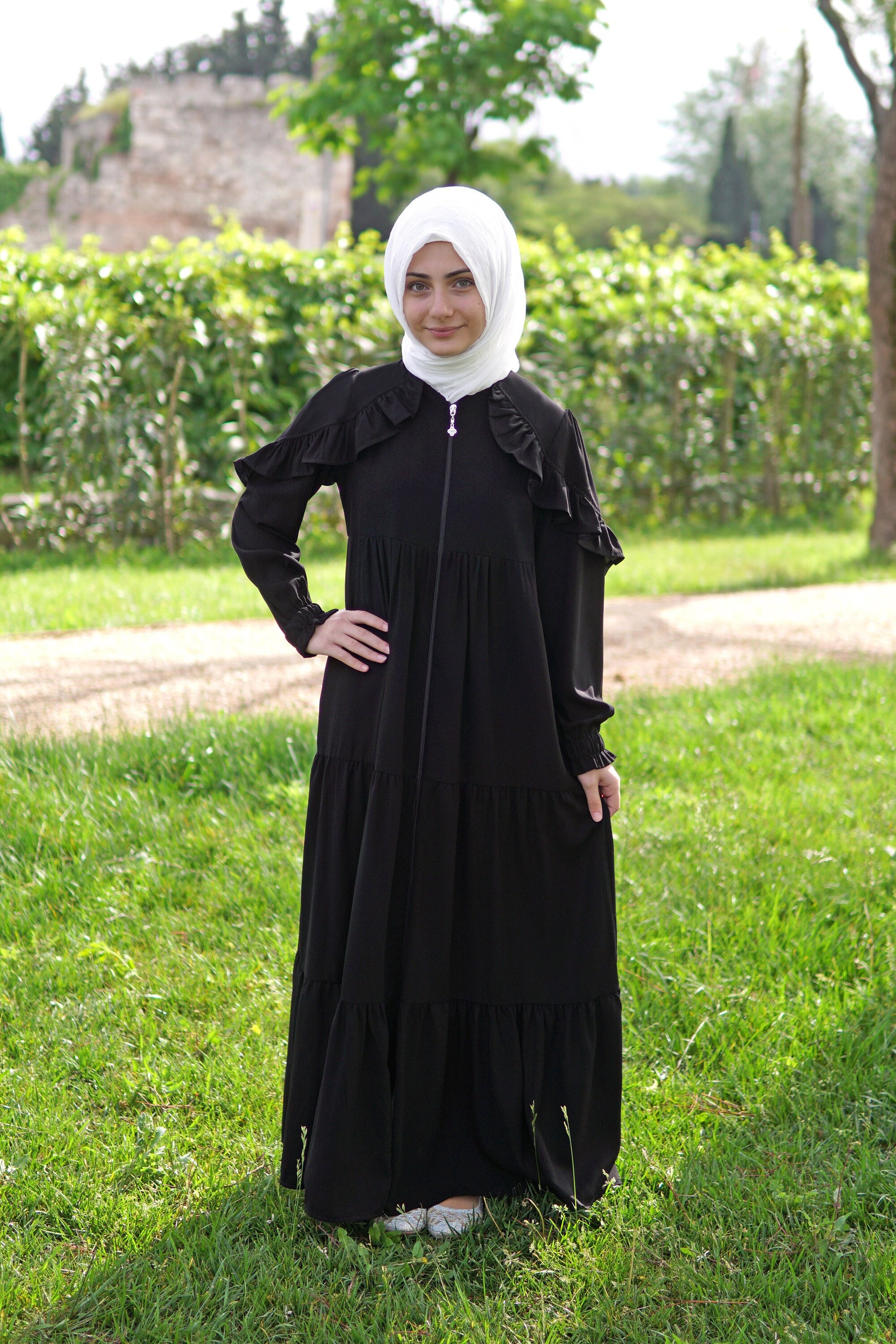 MevlanaKidsAbaya Kids Abaya Muslim Girl Dress Black Girls Abaya Child Kids Hijab Dress Muslim Kids Eid Clothes Arabic Dubai Abaya 8 9 10 11 12 13 14 Age