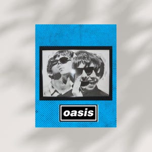 Oasis Band Photo Poster | Rolled Poster, Blue Pop Art Background