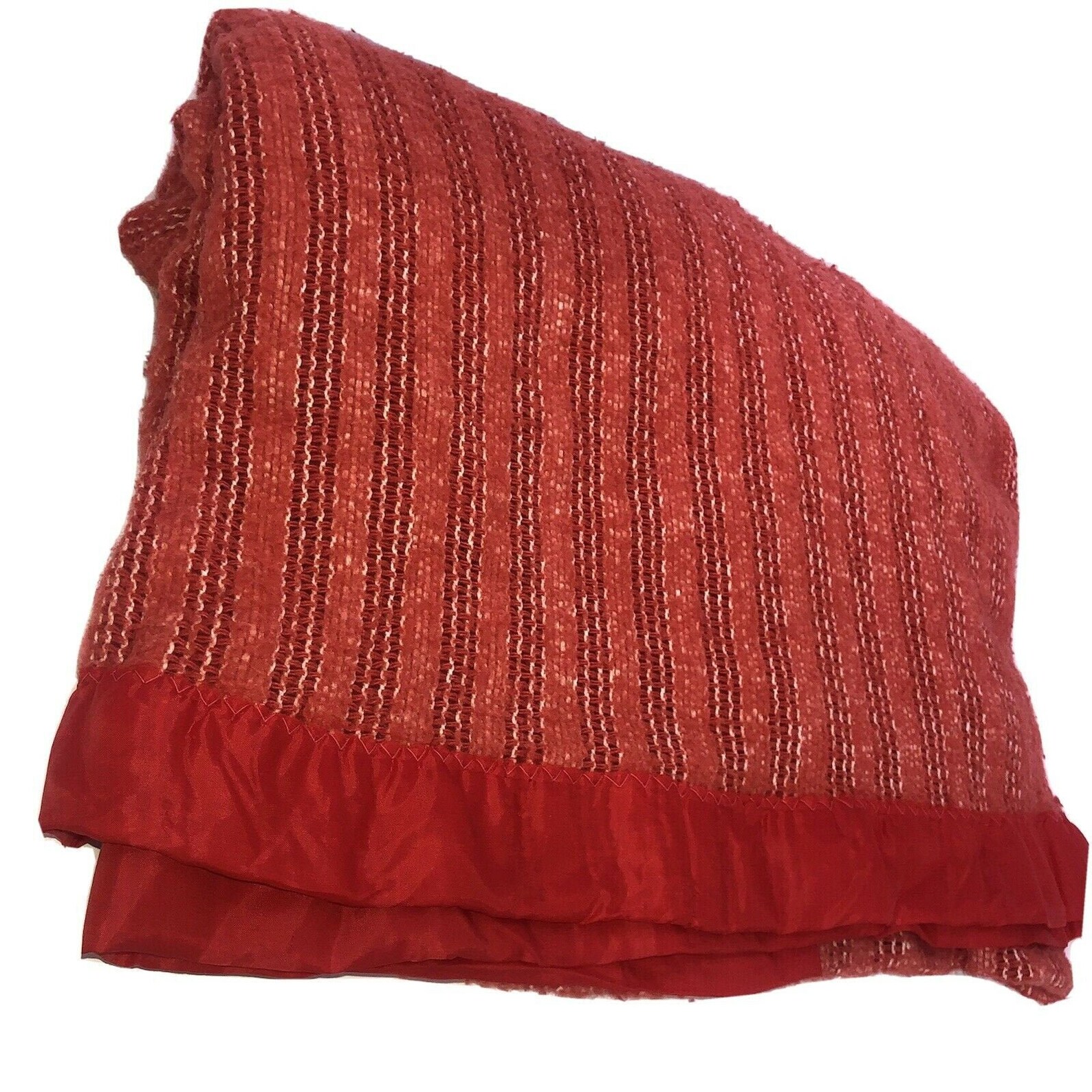 Vintage Acrylic Blanket Sears Waffle Satin Trim Red Appr Size Etsy