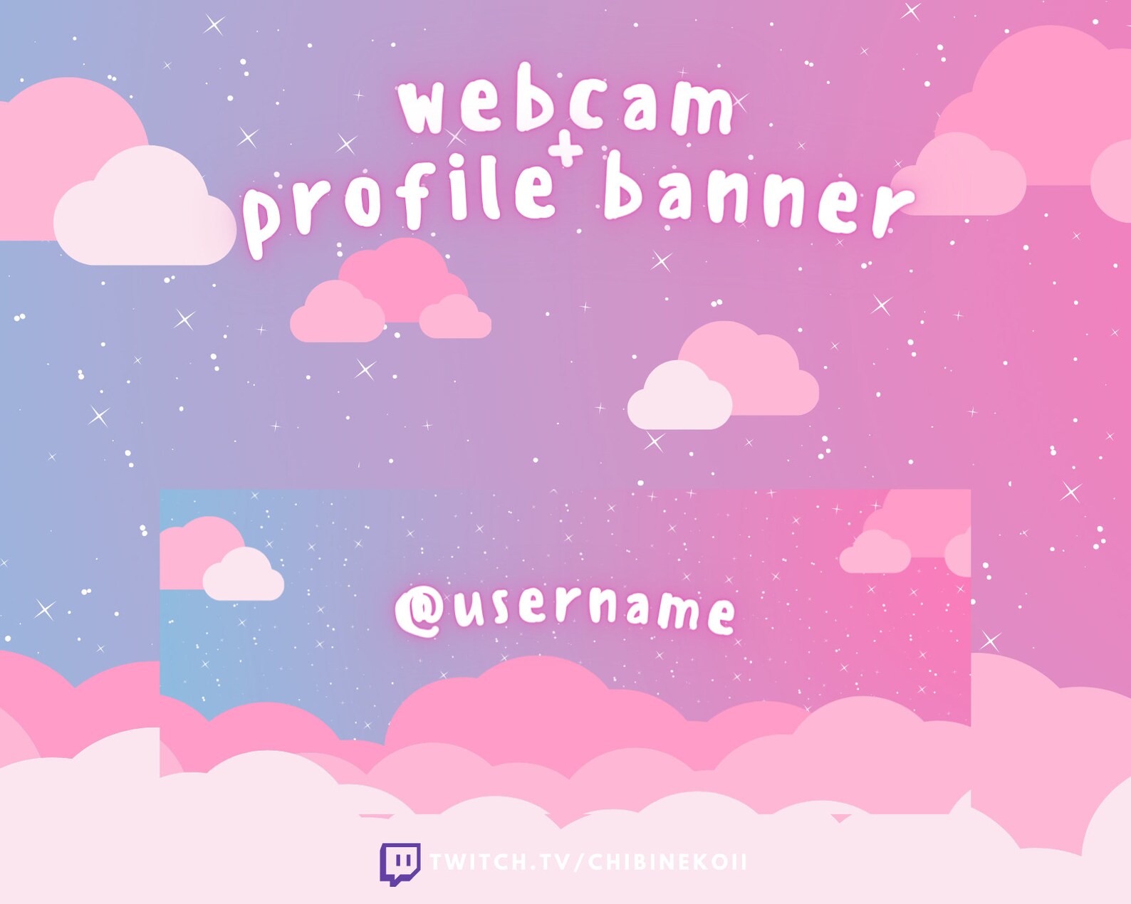 Cotton Candy Clouds Twitch Stream Overlay Package | Animated | Stream ...