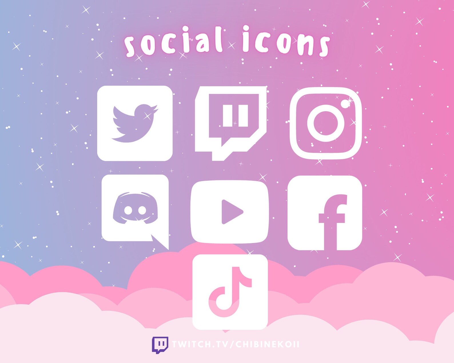 Cotton Candy Clouds Twitch Stream Overlay Package | Animated | Stream ...