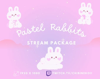 Pastel Rabbits Twitch Stream Overlay Package | Animated | Stream Bundle | Pastel | Rabbits | Bunny