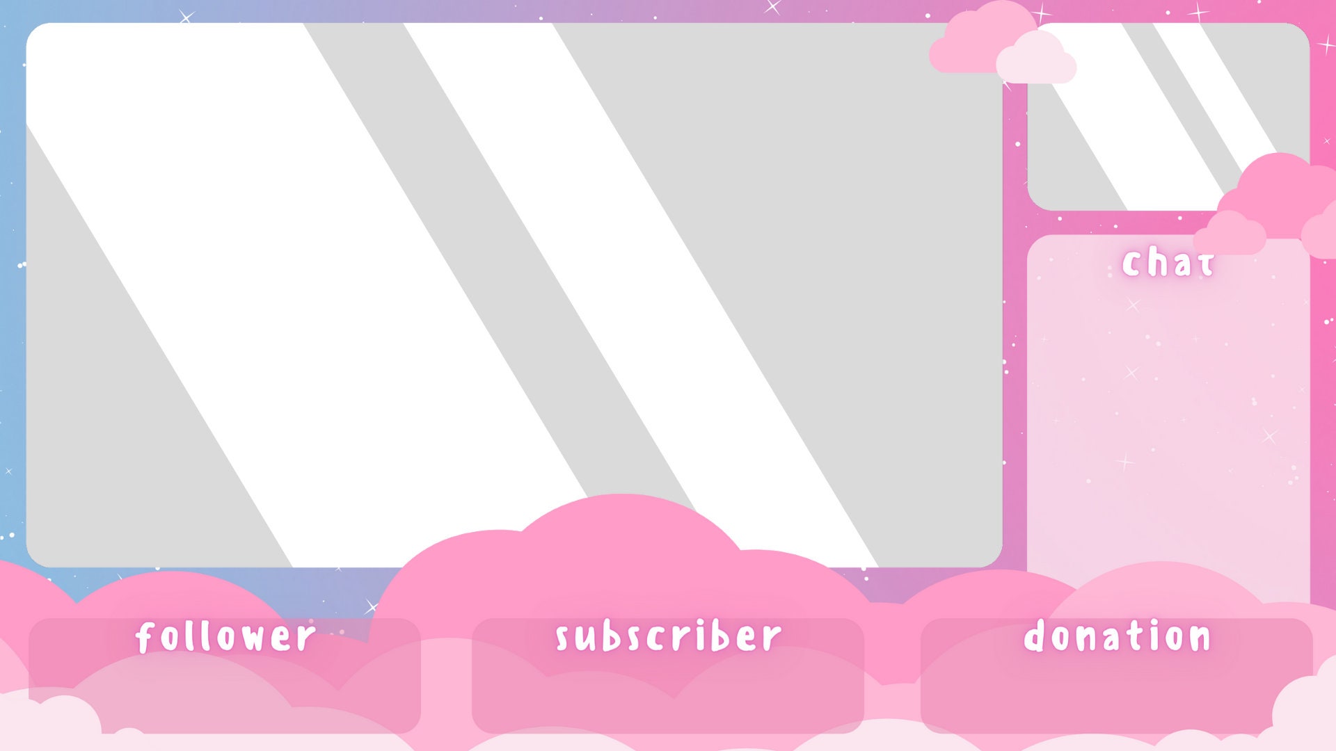 Cotton Candy Clouds Twitch Stream Overlay Package | Animated | Stream ...
