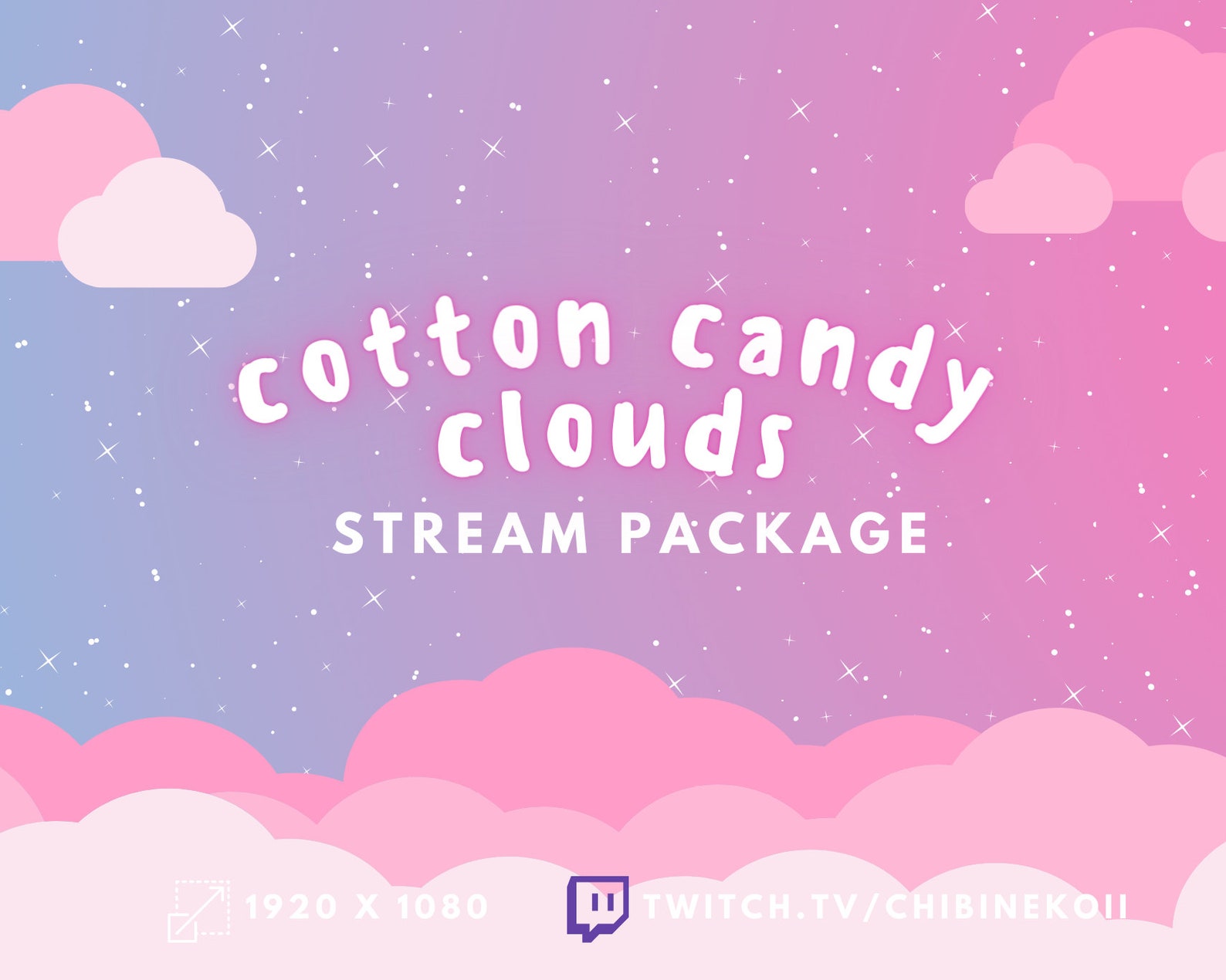 Cotton Candy Clouds Twitch Stream Overlay Package | Animated | Stream ...