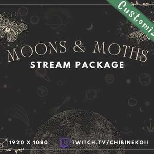 Pacchetto di sovrapposizione streaming Moons & Moths / Animato / Pacchetto streaming / Falene / Vintage / Lune / Personalizzabile