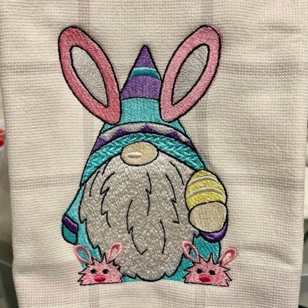 Easter Gnome with bunny ears Machine Embroidery Design