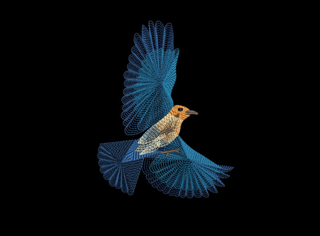 Blue Bird Machine Embroidery Design - Etsy