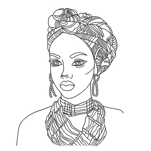 African Woman Embroidery Design Line Art Embroidery File 6 - Etsy
