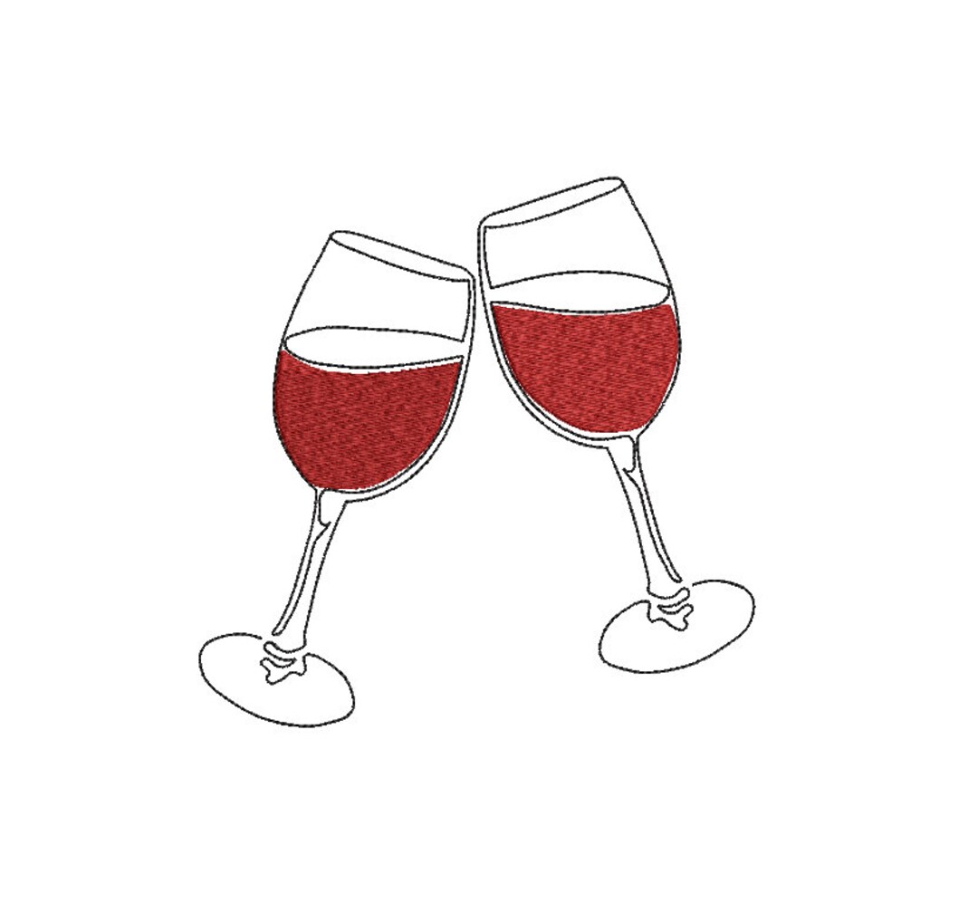 Wine Glasses Machine Embroidery Design Etsy