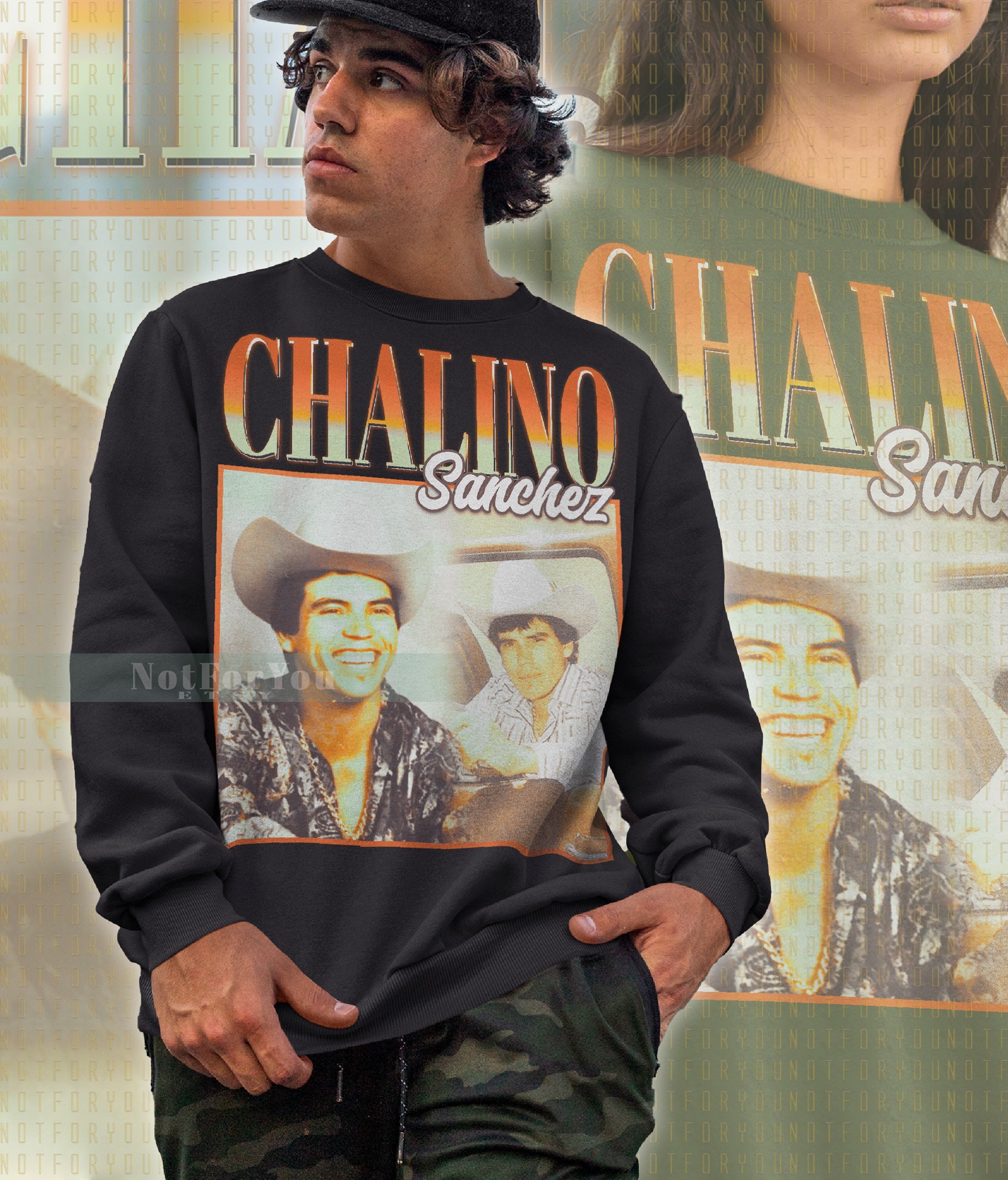 NotForYouStore Chalino Sanchez Sweatshirt, Camacho Ariel Sweater, Vintage Retro 90s Shirt, Corridos Mexican, Valentin Elizalde, Saul Viera Shirts, Kam #saf
