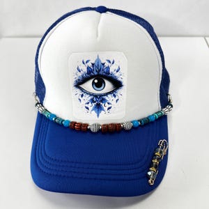 New Custom Designed Blue Distressed Baseball Cap with Sequin Evil Eye il_1080xN.3093147086_bbjj.jpg main image 3
