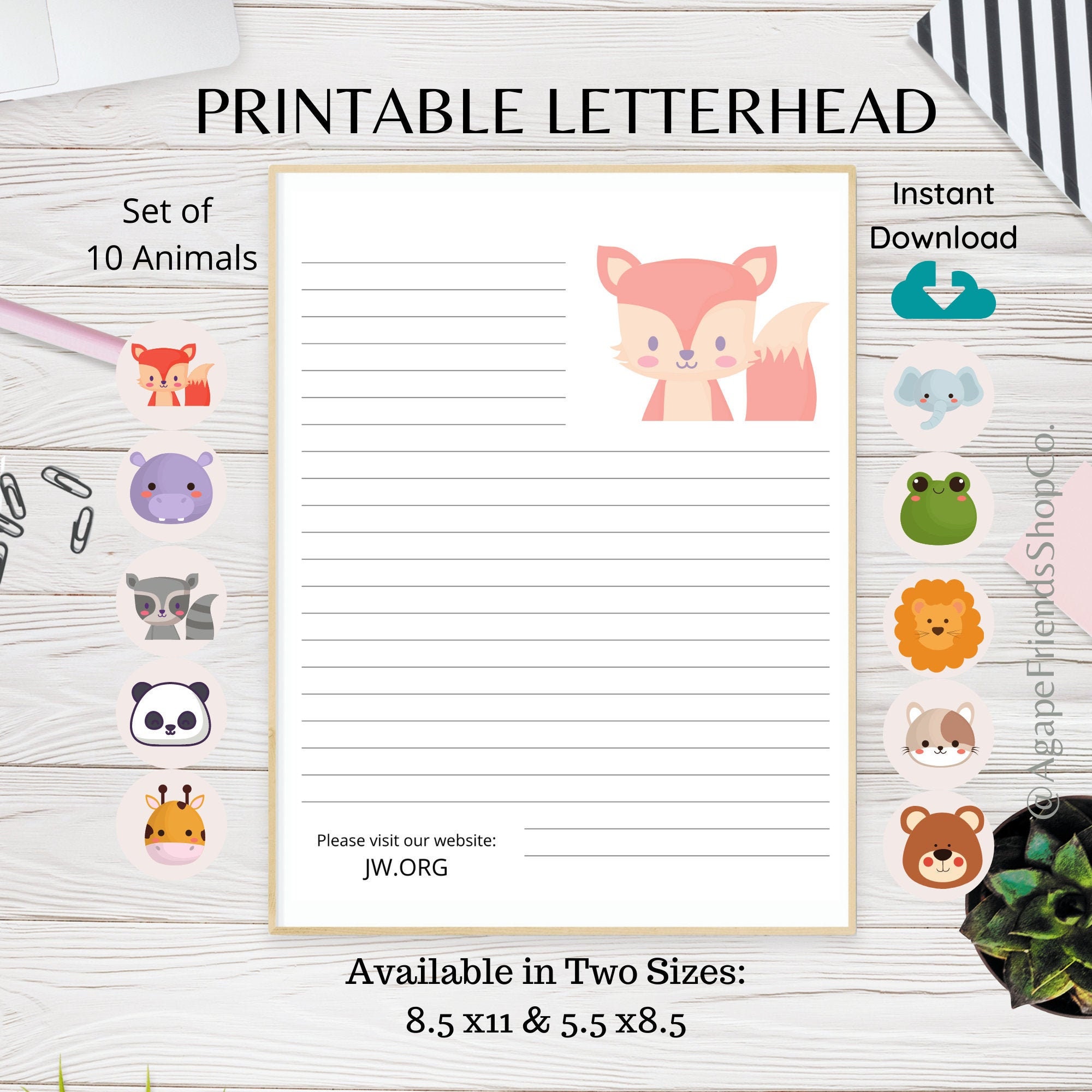 DIGITAL DOWNLOAD Set of 10 Animal Kids Letterhead JW - Etsy DIGITAL DOWNLOAD Set of 10 Animal Kids Letterhead JW - Etsy