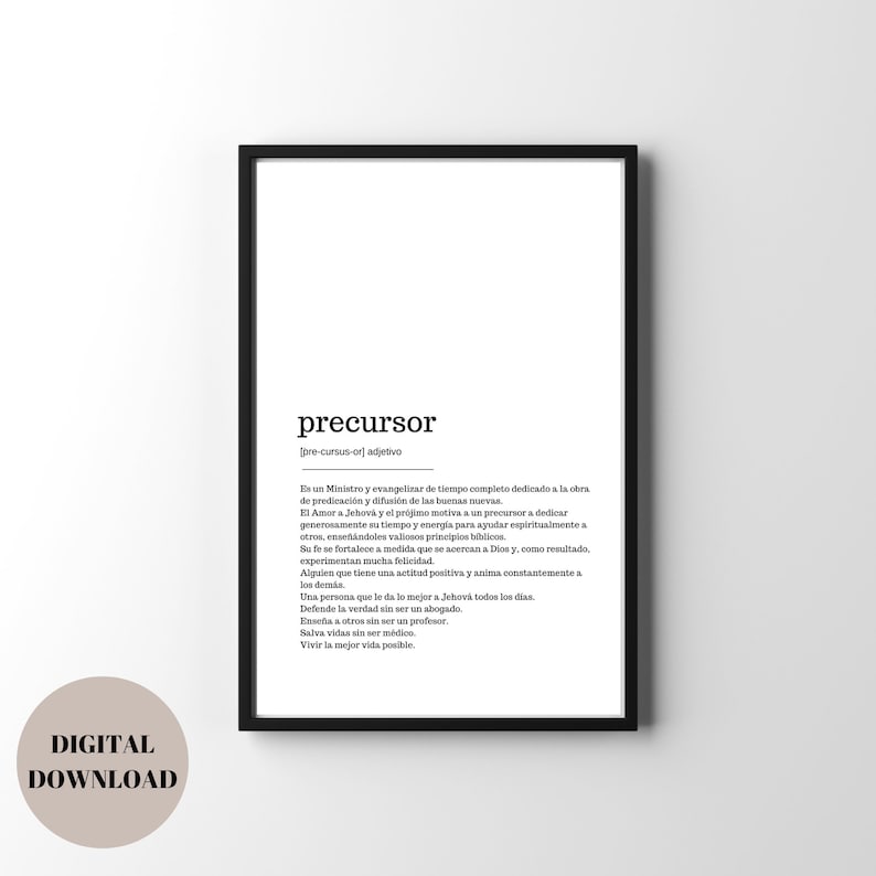 PRECURSOR SPANISH Definition Print Bedroom Prints Wall Etsy