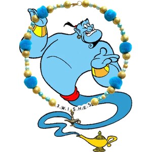 Disney Aladdin Genie in the lamp inspired beaded pearl necklace