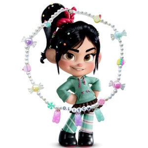 Disney Wreck it Ralph Vanellope von Schweetz  inspired beaded pearl necklace