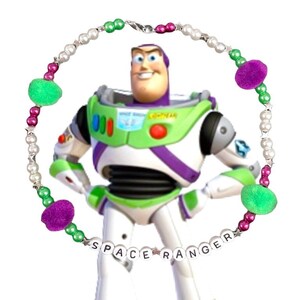 Pixar Toy Story Buzz Lightyear inspired beaded pearl necklace