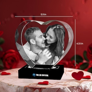 3D CRYSTAL Heart glass cube| Personalized 3D Crystal Photo | Unique gifts for pet lovers | Birthday | Wedding Anniversary | Valentine&#39;s Day