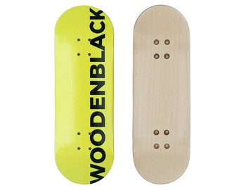 Woodenblack Logo Yellow Pro Fingerboard Deck - 32mm to 34mm - Handmade & High Quality