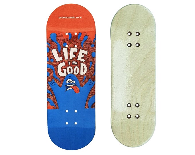 Featured listing image: Woodenblack Life Is Good Pro Fingerboard Deck - 32mm to 34mm - Handmade & High Quality