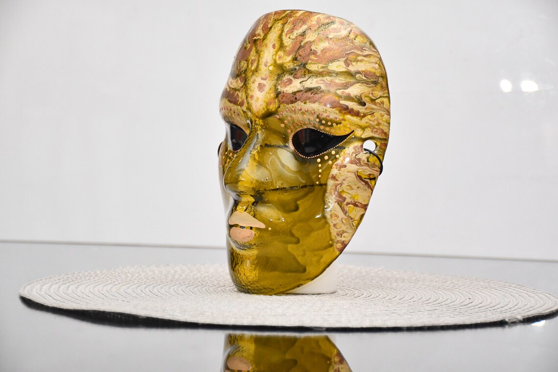 Unique Green Glass Handmade Mask with Hand Painting Etsy