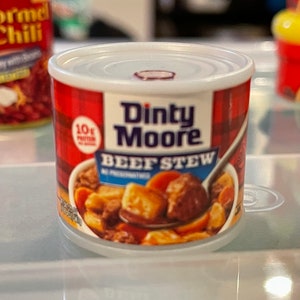 Mini Brands Series 1-*DISCONTINUED* Dinty Moore, Barbasol, Hawaiian Tropic, Pez Candy, Edge, Bacon, Skippy, Soy Sauce, Sliced Bacon