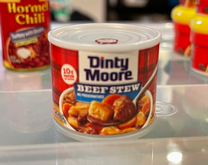 Mini Brands Series 1-*DISCONTINUED* Dinty Moore, Barbasol, Hawaiian Tropic, Pez Candy, Edge, Bacon, Skippy, Soy Sauce, Sliced Bacon