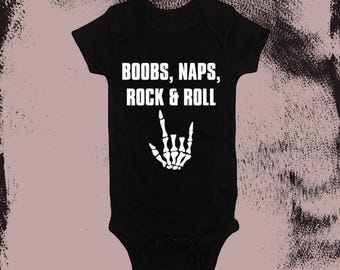 Body de rock and roll con diseño de siestas y heavy metal, regalo para baby shower