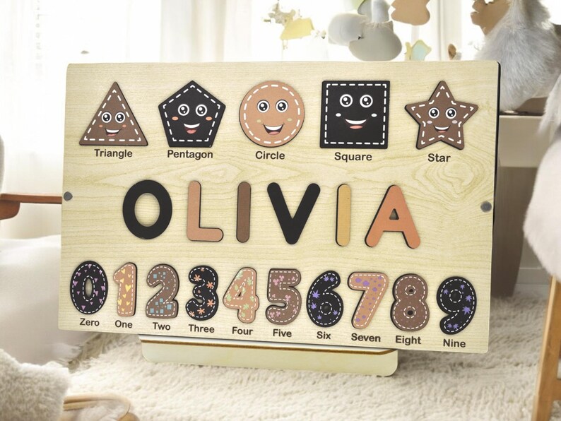 Personalized Name Puzzle Newborn Baby Gift Montessori Puzzle for