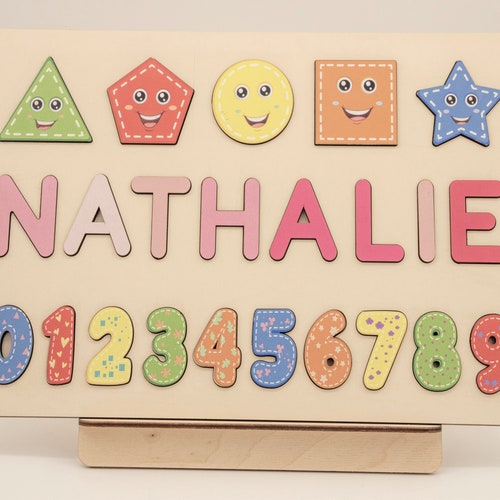 Personalized Wooden Name Puzzle 1st Baby Girl Boy Gift Etsy