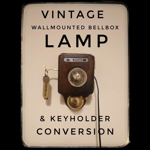 Vintage Wooden Wall Mounted Telephone Bell Box Lamp Conversion, Keyholder, Unique
