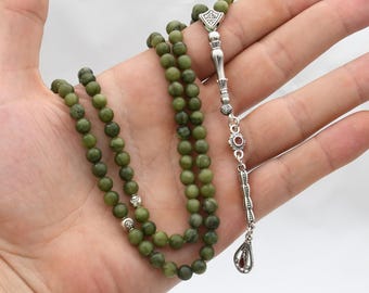 Jade Gemstone Rosary, Jade Tesbih, Islamic Prayer 99 Beads, 6mm Rosary, Tasbih, Tasbih 99, Gift for Muslim