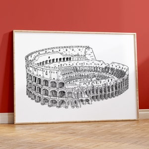 Italy Rome Travel Poster, Colosseum Architecture Print, Trendy Italian Rome Poster Wall Art
