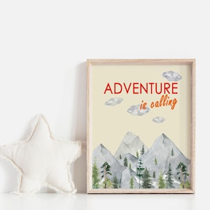 Adventure Awaits with Mountain Nursery Prints for Woodland Nursery Decor, Adventure is Calling of Forest Nursery Art