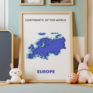 Europa Karte Poster, Karte der Welt, Wandkunst, Hausschule zum Ausdrucken, Vorschule Drucke, Hausschule Dekor, Kinder Weltkarte