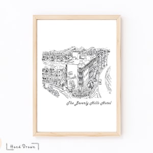 The Beverly Hills Hotel LA California Prints Architecture Trendy Wall Art Movie Landscape Posters Downloadable Prints