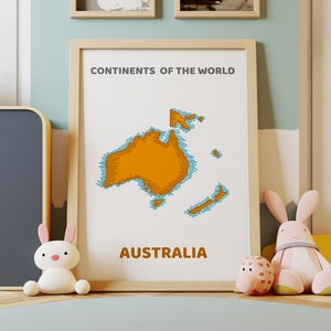 South America Map Poster, Map of The World Wall Art, Homeschool Printable, Preschool Printables, Homeschool Decor, Kids World Map
