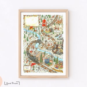 Weihnachtspostkarten Dorf Poster, Geschenk für Eltern, trendige Wandkunst, Weihnachtswandkunst-Dekor