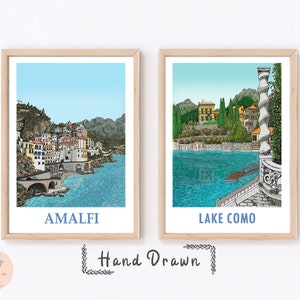 Lake Como Poster, Amalfi Coast Art, Italy, Amalfi Coast, Positano Print, Italy Poster, Italy Wall Art, Trendy Posters, Custom Size