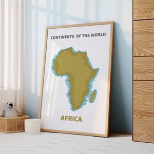 Afrika Karte Poster, Karte der Welt, Wandkunst, Afrika Wandkunst, Homeschool druckbare, Vorschul-Drucke, Homeschool Dekor, Kinder Weltkarte