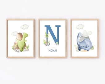 Decoración de habitación infantil con dinosaurios, láminas para habitación infantil, láminas de dinosaurios, arte mural para habitación infantil, juego de 3, láminas de dinosaurios, decoración de habitación infantil, arte mural de dinosaurios