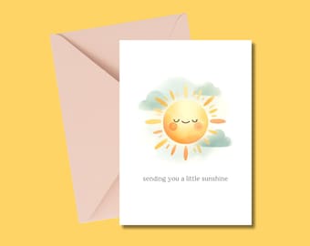 Tarjeta de felicitación de acuarela Sunshine: Pensamientos inspiradores sobre ti (PDF)