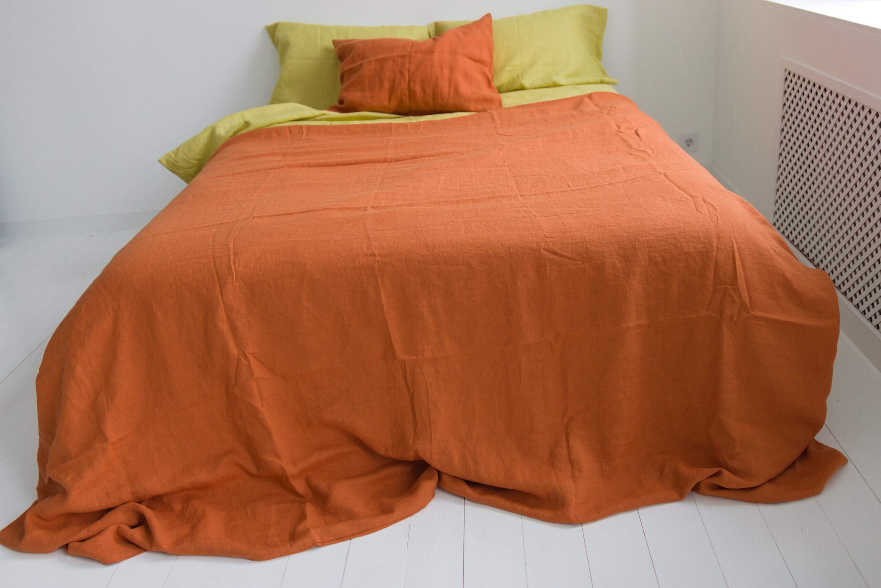 Rust Orange Linen Bedding Duvet Cover Set for US Queen US Etsy