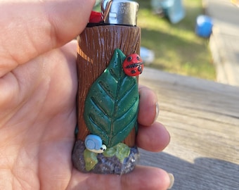 Estuches para encendedores únicos, arcilla polimérica hecha a mano, encendedores que no parecen encendedores, regalo para papá, regalo único, animales del bosque, fuego,