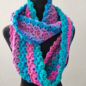 Handmade Colorful Crochet Infinity Scarf: Warm Acrylic Winter Scarf