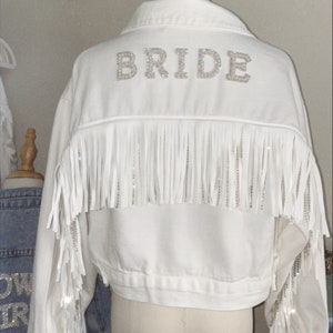 Mrs wedding jacket | Bride Jacket | Western Wedding Jacket | Denim Bride Jacket | Fringe Jacket for Bride