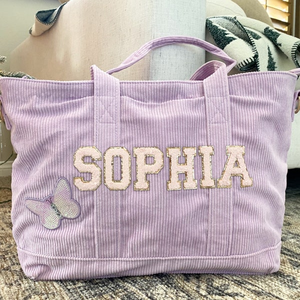 Girls Personalized Tote Bag | Teddy Tote | Sherpa Tote Bag | Patch Name Tote | Toddler Bag | Patch Bag Girls Personalized Tote Bag