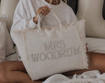 Mrs Tote Bag, Bridal Tote bag, Bachelorette Party bag, custom bride tote bag